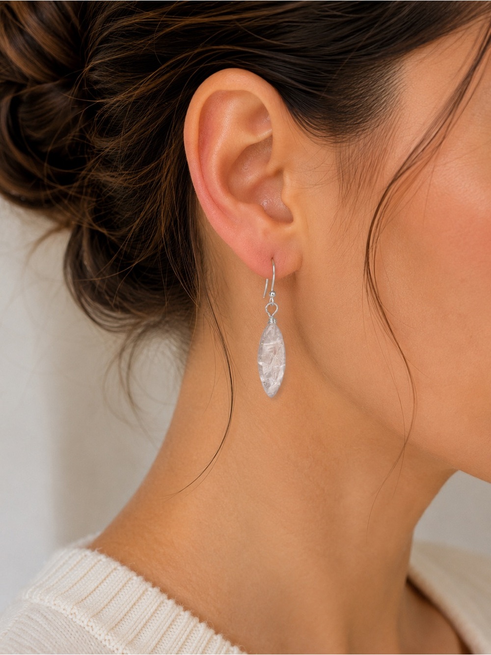 Handmade Rose Quartz Drop Earrings